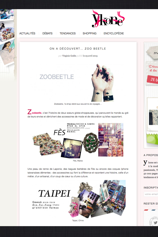Article Zoobeetle - Ykone - avril 2013